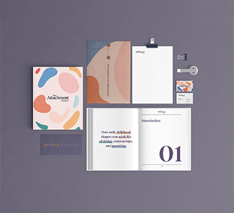 Branding and stationery design collateral flat lay